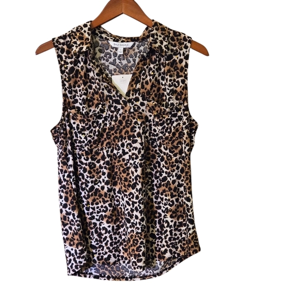 Emily Daniel's Animal Print Sleeveless Collared Pullover Top Women size L - Picture 6 of 11